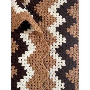Vintage Hand Made Crochet Chevron Afghan Throw Lap Blanket Wrap